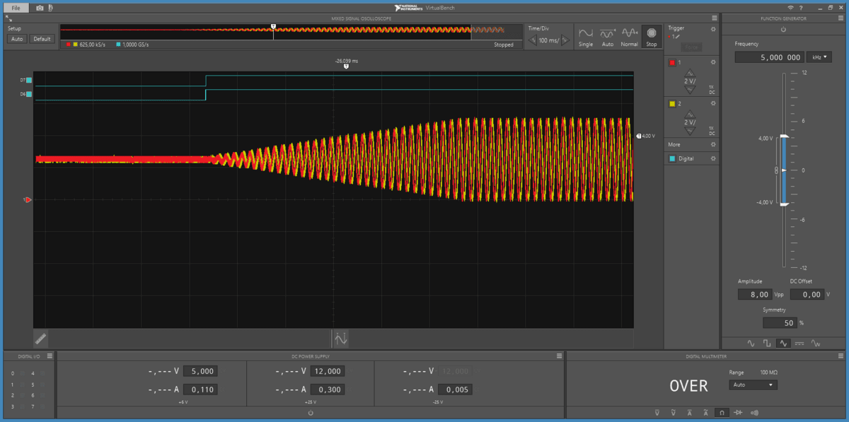 Soft start: mute release, then 0.5 s amplitude ramp