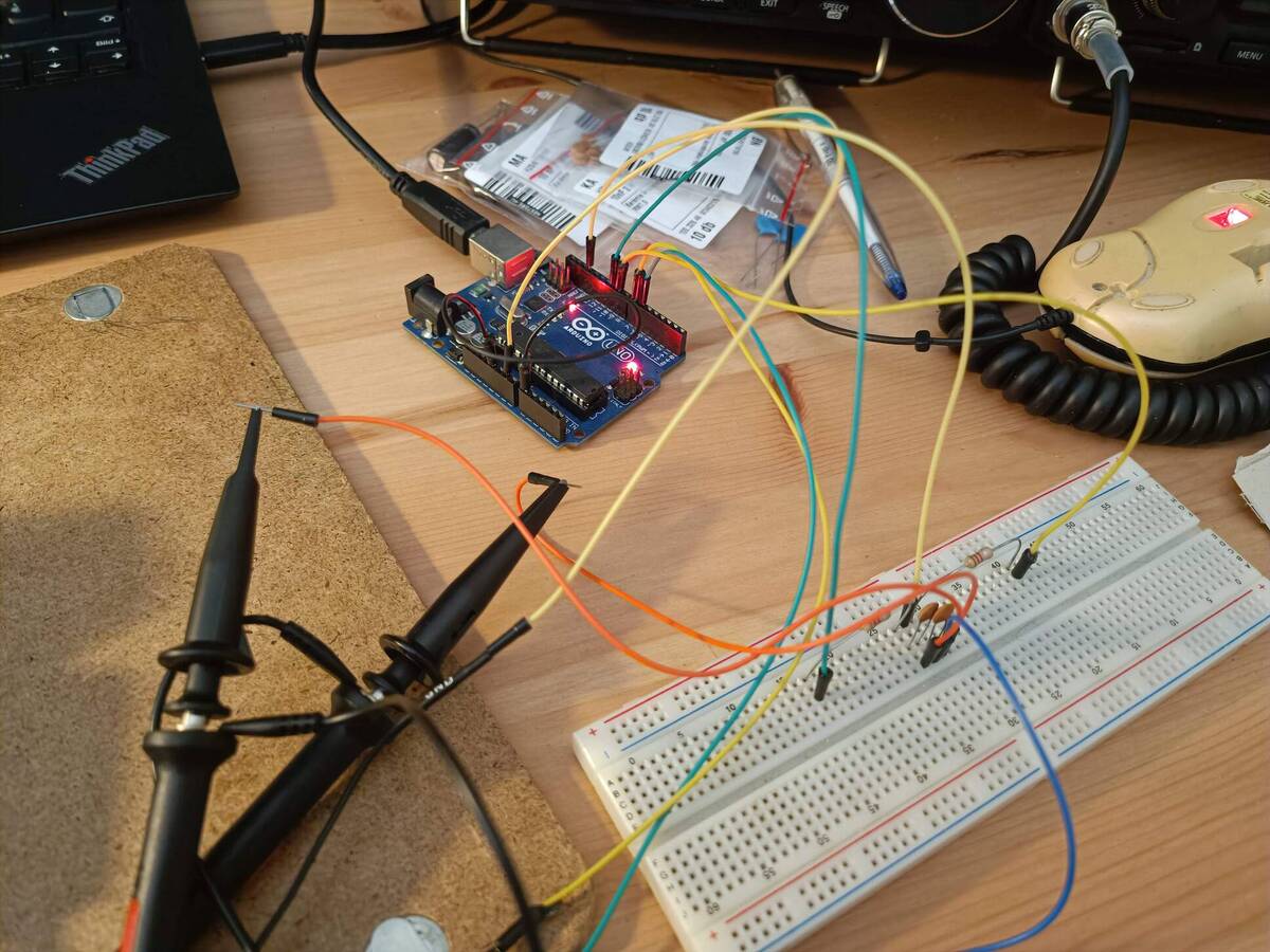 The spare Uno standing in for the built-in Nano